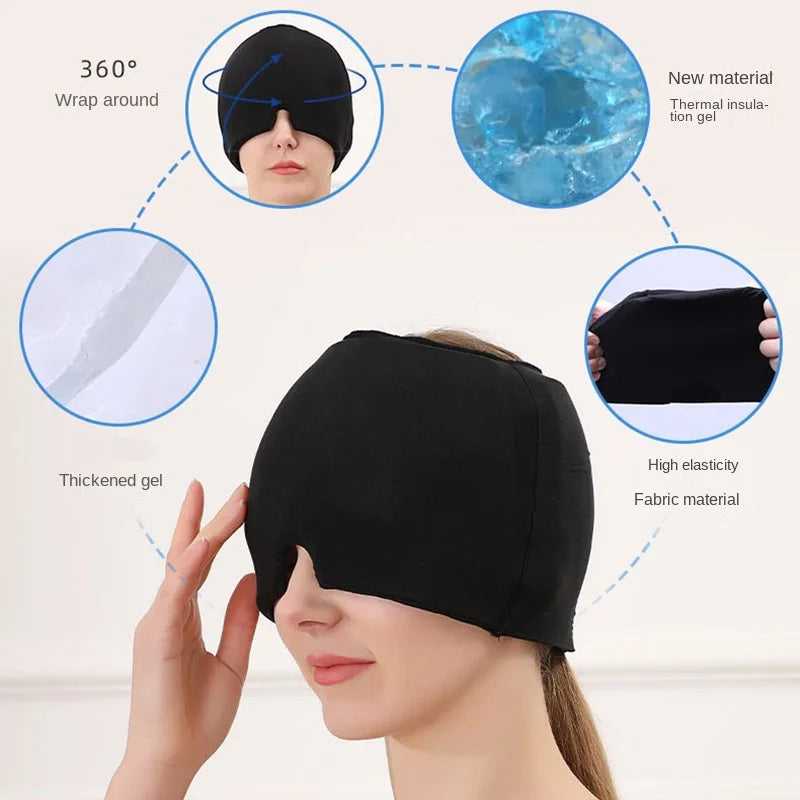 Povei Cold Therapy Headache Relief Cap for Pressure and Relaxation