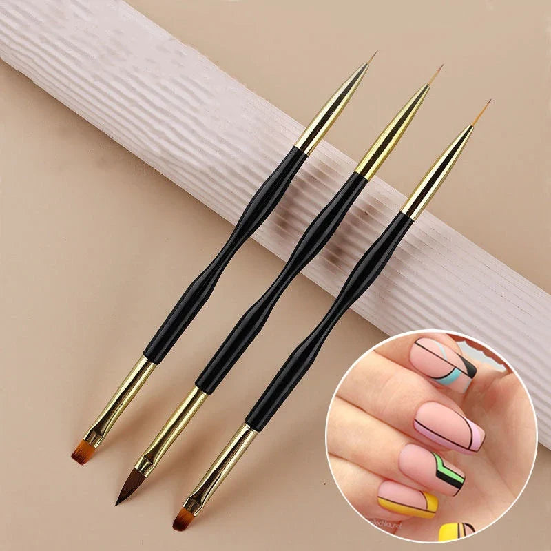 Povei Acrylic French Stripe Nail Art Brush: Dual-Use Gradient & Line Drawing Pen