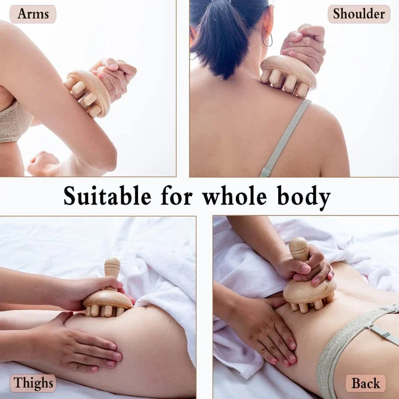 Povei Wood Massage Tool for Lymphatic Drainage and Muscle Pain Relief.