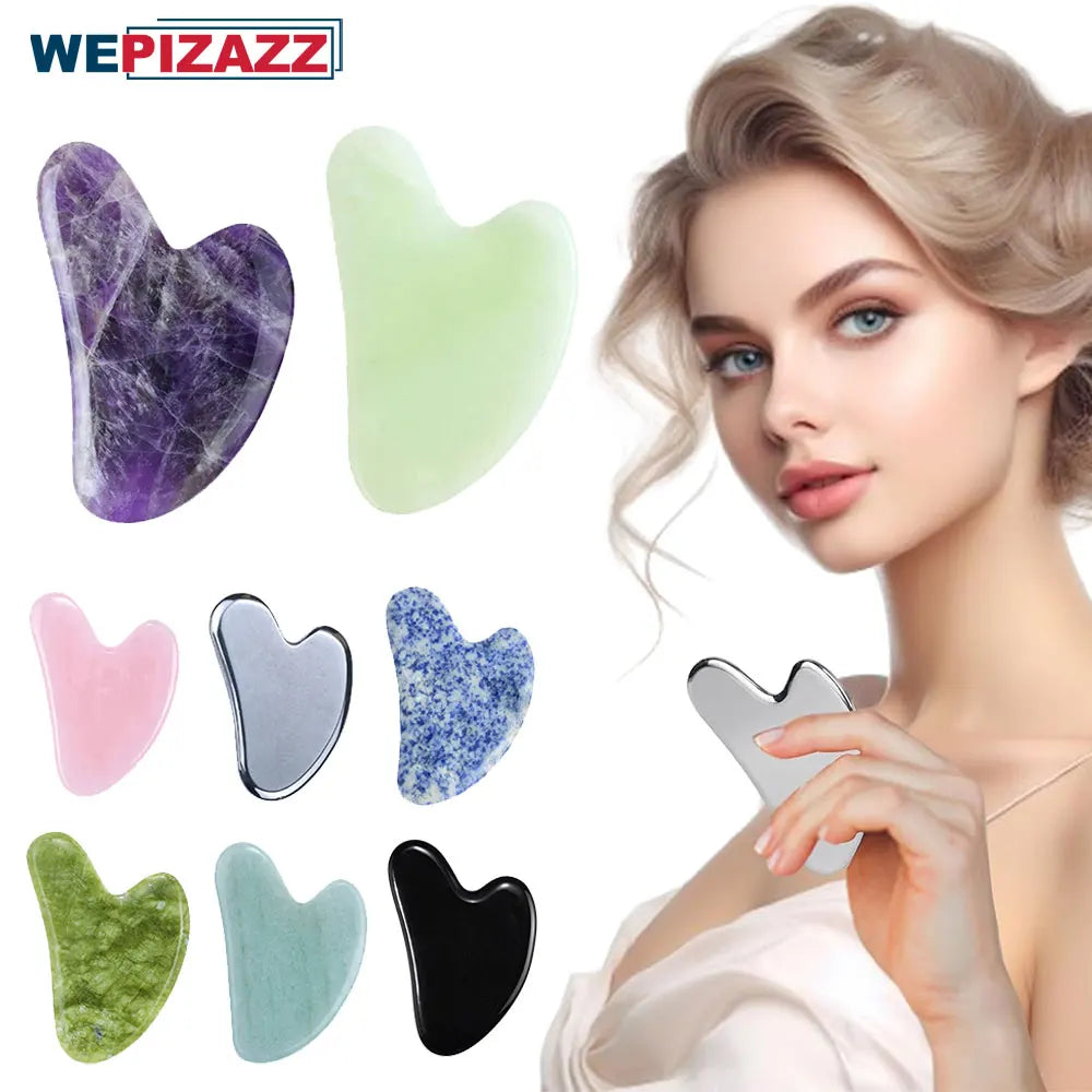 Povei Heart Jade Gua Sha Tool for Facial Scraping and Acupuncture Therapy