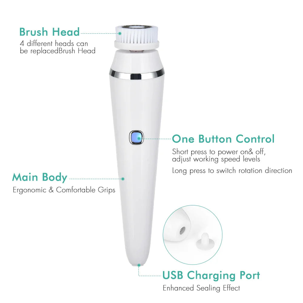 Povei Electric Facial Brush Kit for Tightening and Exfoliating Skin Care