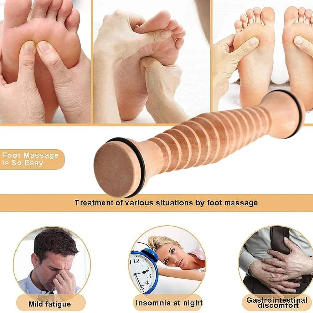 Povei Wood Foot Massage Roller for Plantar Fasciitis Deep Tissue Relief