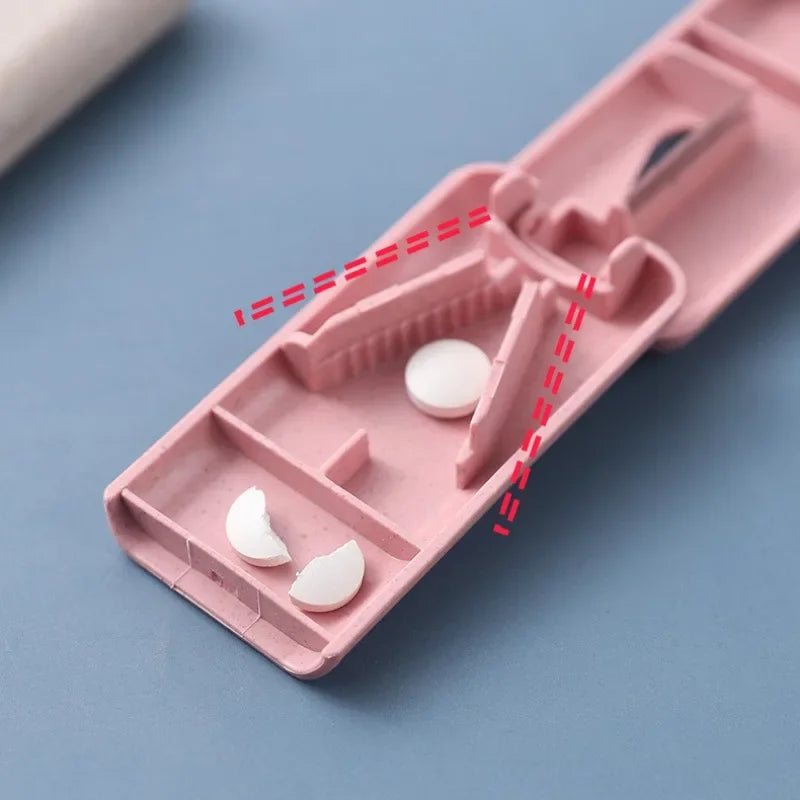 Povei Pill Cutter Box: Portable Medicine Tablet Splitter Holder