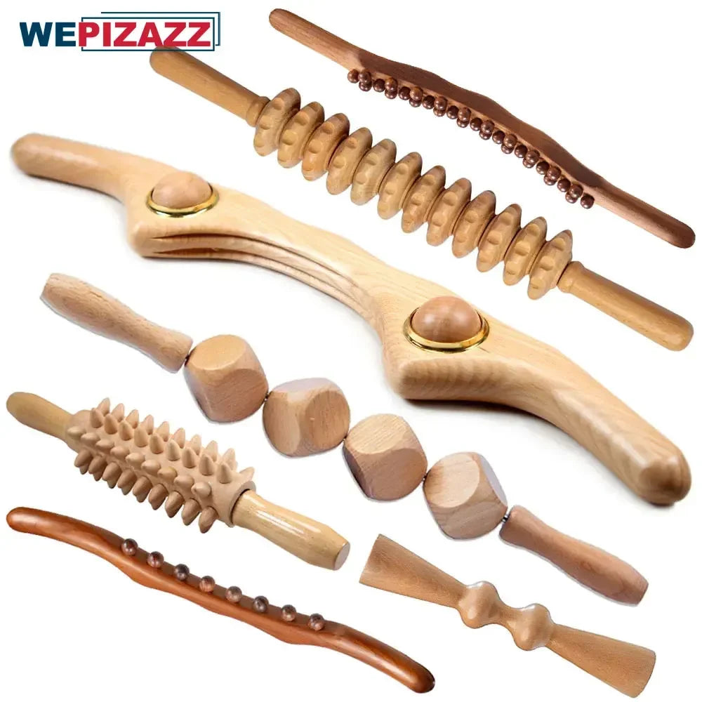 Povei Wood Therapy Massage Tools Kit for Body Shaping and Cellulite Reduction