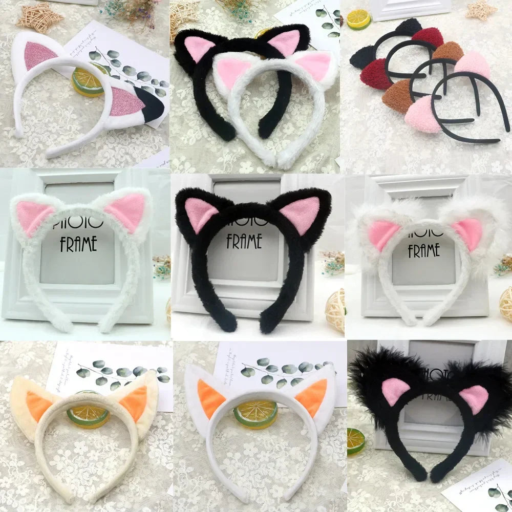 Povei Cat Headband with Plush Animal Ears for Makeup and Face Care