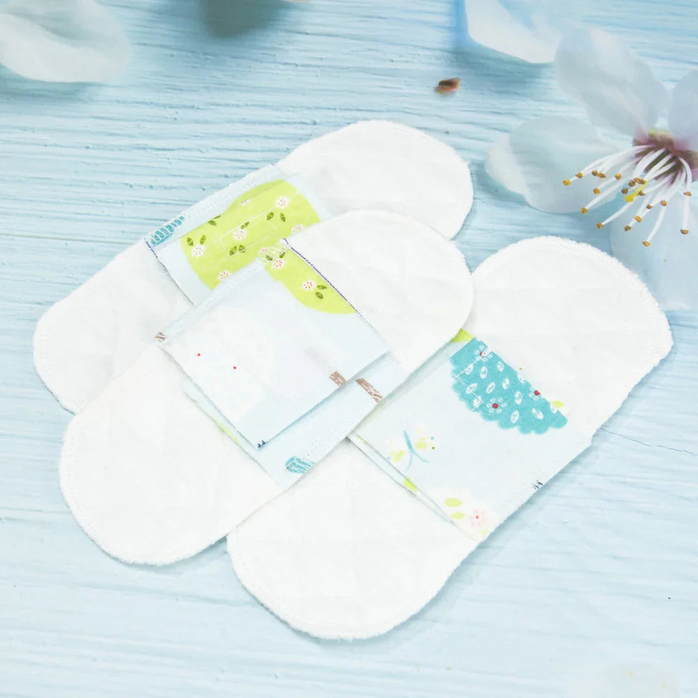 Povei Reusable Cotton Menstrual Pads 2Pcs, Soft Washable Sanitary Napkins