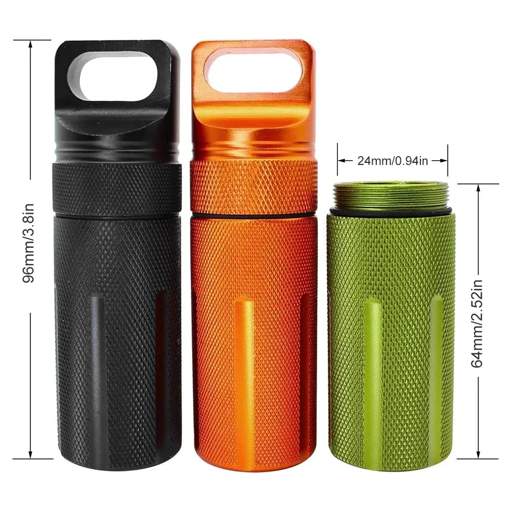 Povei Aluminum EDC Survival Capsule: Waterproof Pill Case Holder and Container