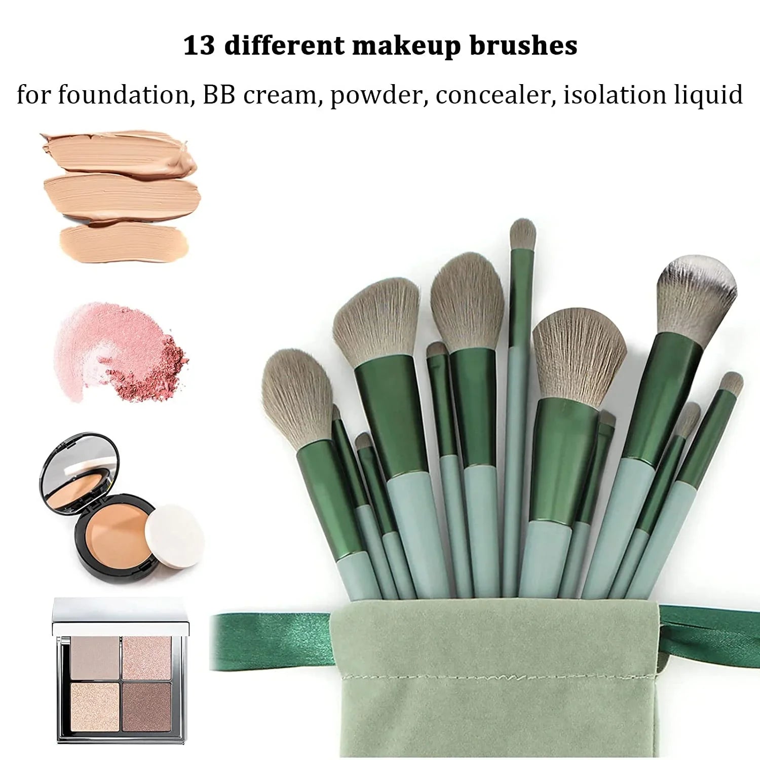 Povei 13-Piece Makeup Brushes Set with Quality Bag for Flawless Beauty