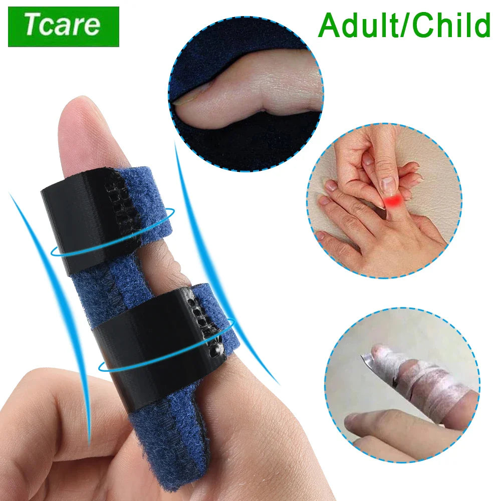 Povei Aluminium Finger Splint Fracture Support Straighten Brace with Adjustable Bandage