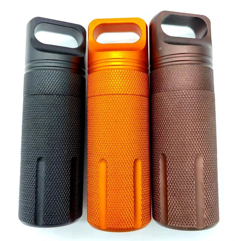 Povei Aluminum EDC Survival Capsule: Waterproof Pill Case Holder and Container