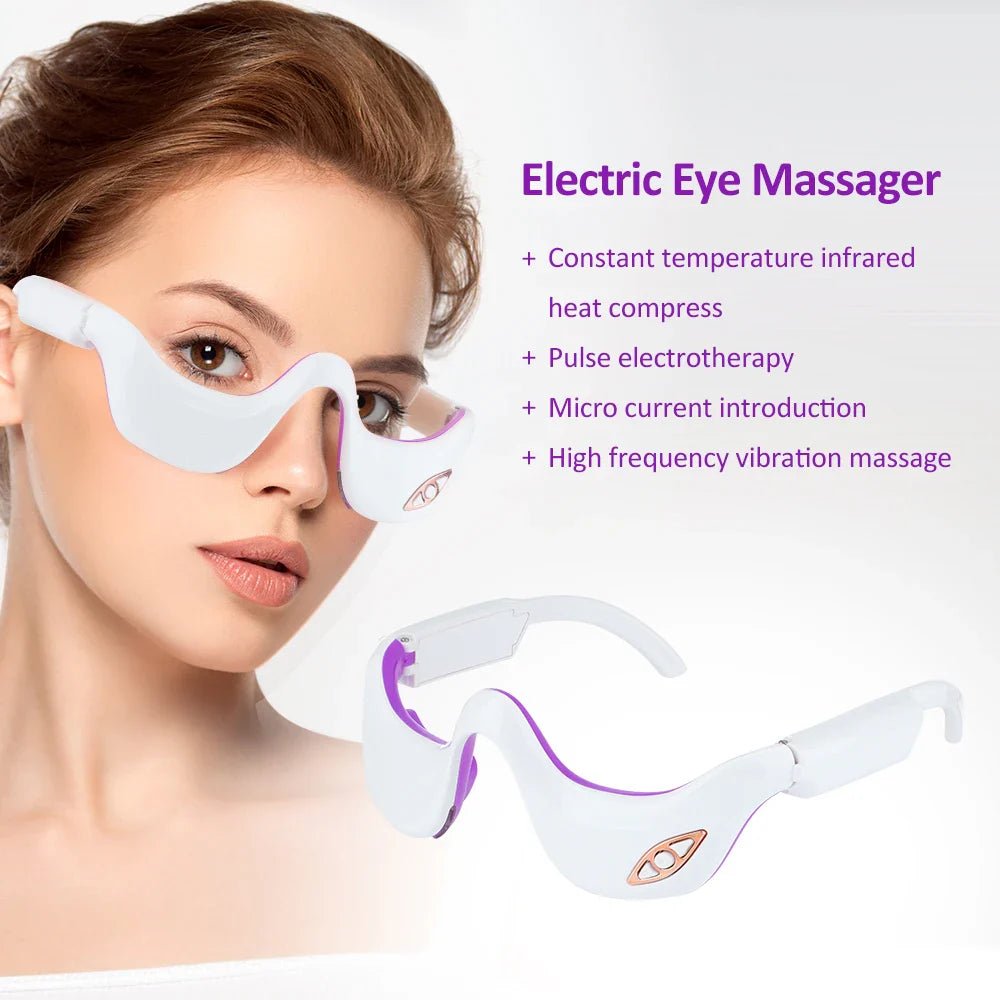 Povei Electric Eye Massage: Vibration, Hot Compress to Relieve Fatigue & Puffiness