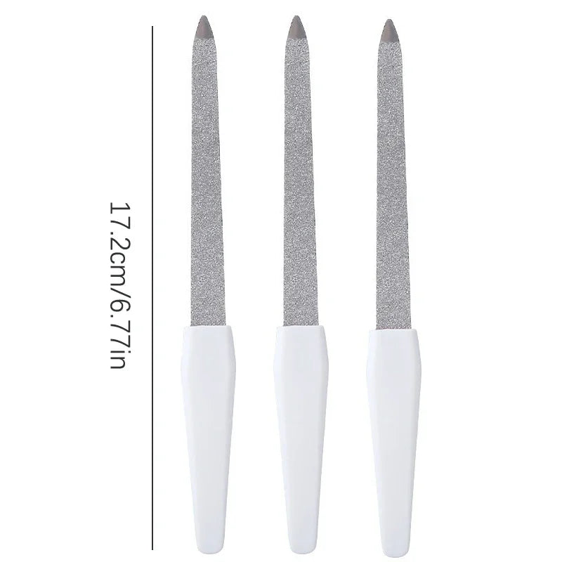 Povei Double Sided Nail File with Plastic Handle 3PCS