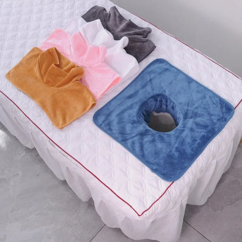 Povei 35*35cm Velvet Thickened Massage Table Bedspread with Face Hole