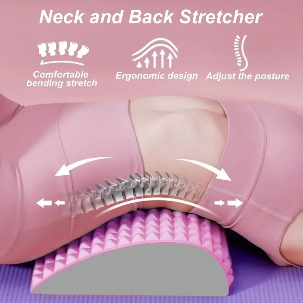 Povei Neck and Back Stretcher Pillow for Pain Relief and Lumbar Support