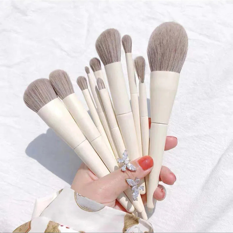 Povei 10Pc Makeup Brush Set for Eyes, Face & Cheeks - Beauty Tools