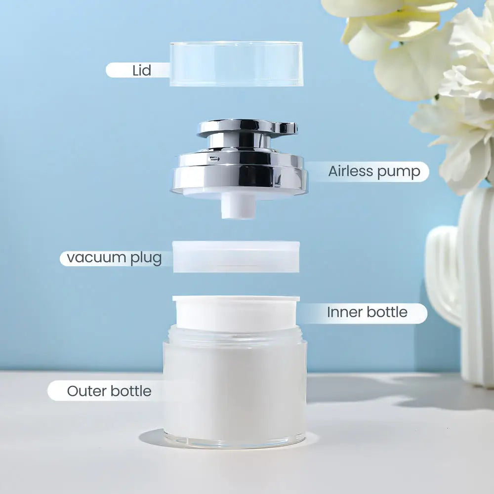 Povei Airless Pump Jar Vacuum Bottle for Creams Gels Lotions