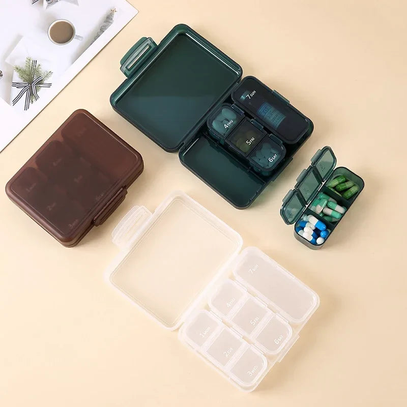 Povei 7-Day Pill Box Organizer for Travel with Seal and Separate Compartments