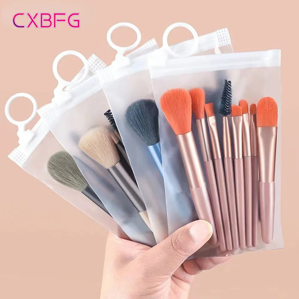 Povei Mini Makeup Brush Set: Blush Eyeshadow Loose Powder Foundation Brushes