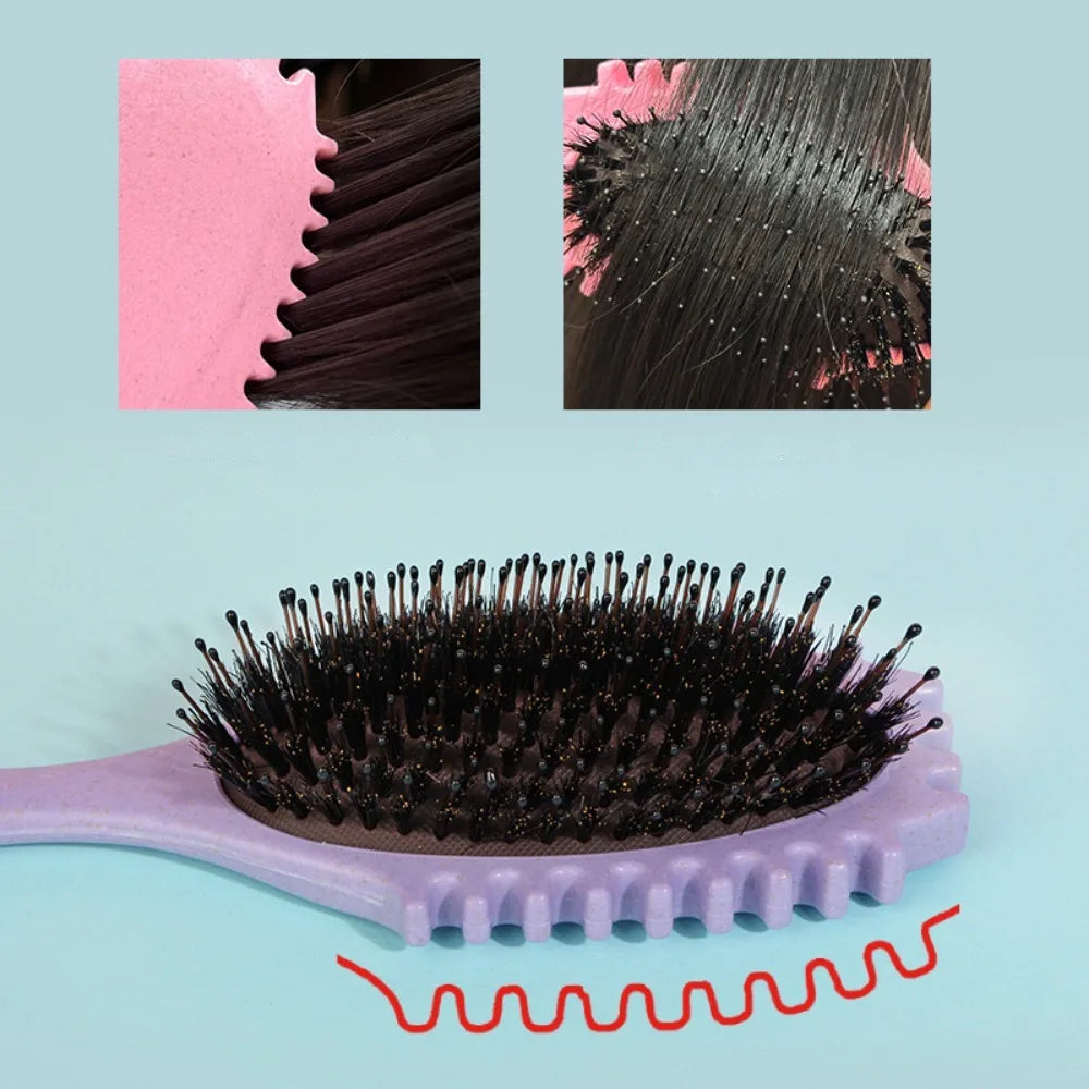 Povei Curls Define Brush Boar Bristle Comb for Wet Curly Hair Women