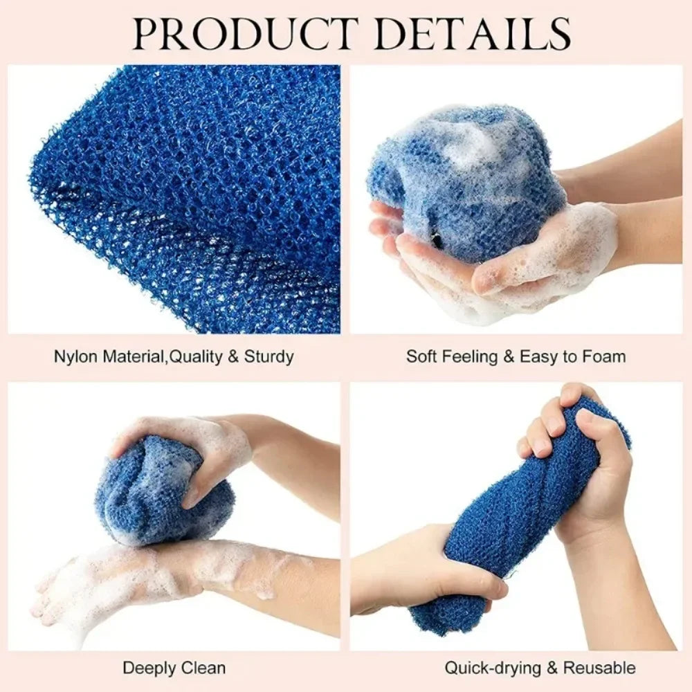 Povei Exfoliating Brush Back Scrubber Bath Sponge - Spa Massage Bath Belt