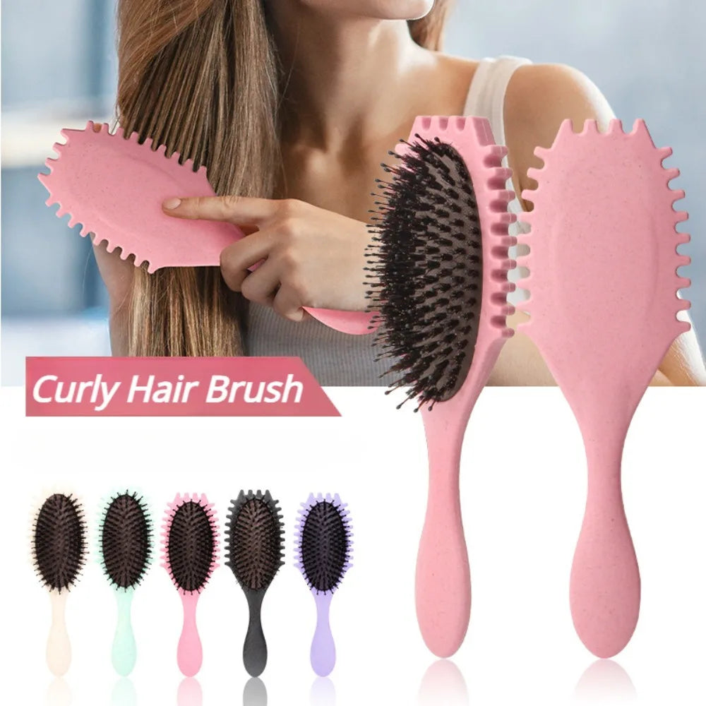 Povei Curls Define Brush Boar Bristle Comb for Wet Curly Hair Women