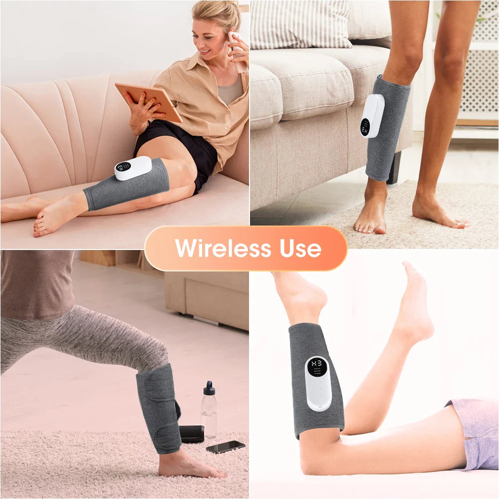 Povei Electric Calf Massager Air Pressure Compression Therapy Wireless Heating Pad