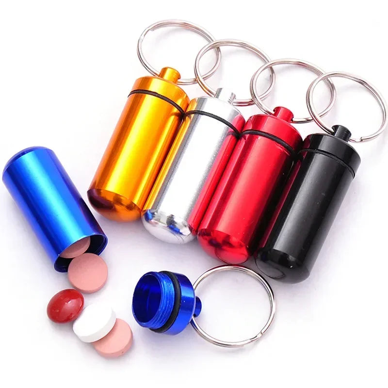 Aluminum Pill Box Case Bottle Keychain Medicine Box by Povei