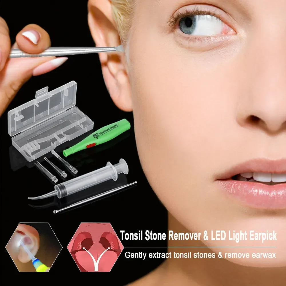 Povei LED Earpick: Stainless Steel Earwax Remover with 3 Tips and LED Light