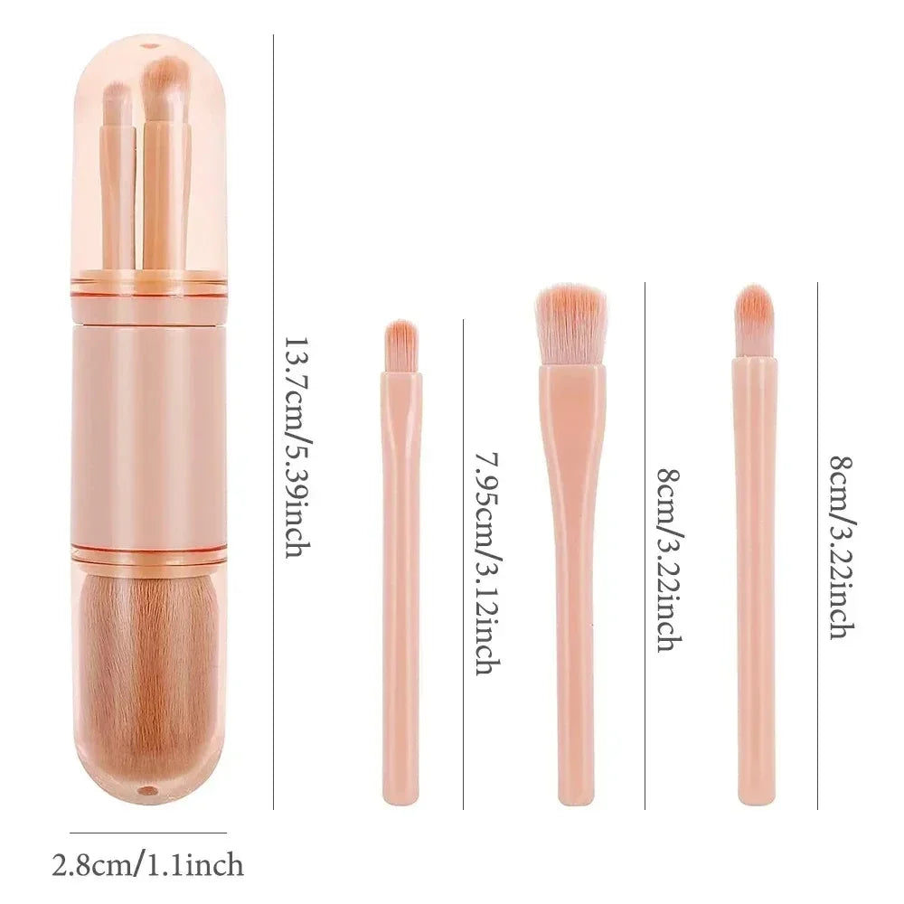 Povei 4-Piece Telescopic Makeup Brush Set for Travel and Beauty Essentials