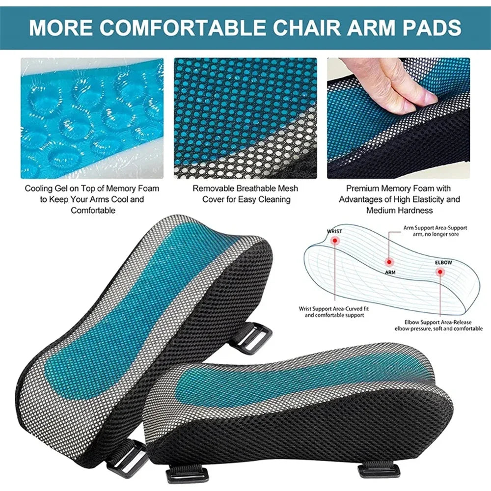 Memory Gel Armrest Pads by Povei: Soft, Comfortable, and Ergonomic Hand Rest for Office, Car, Game Chair