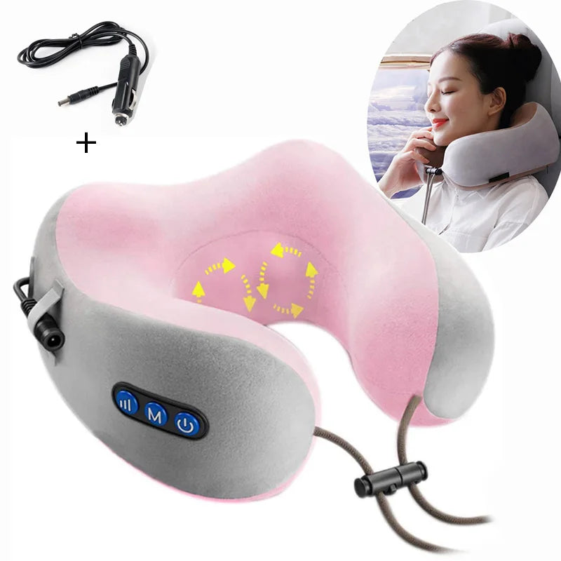 Povei Electric U-Shaped Massage Pillow for Neck and Shoulders