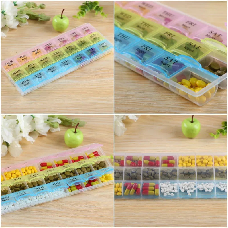 Povei Weekly Pill Case 14 Grids Organizer for Medication and Vitamins