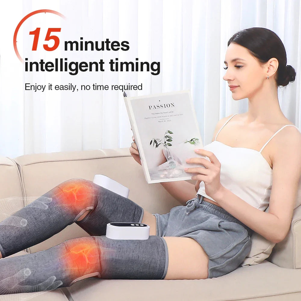 Povei Air Pressure Leg Massager with Heat: Full Wrap, 360° Massage for Relaxation & Circulation.