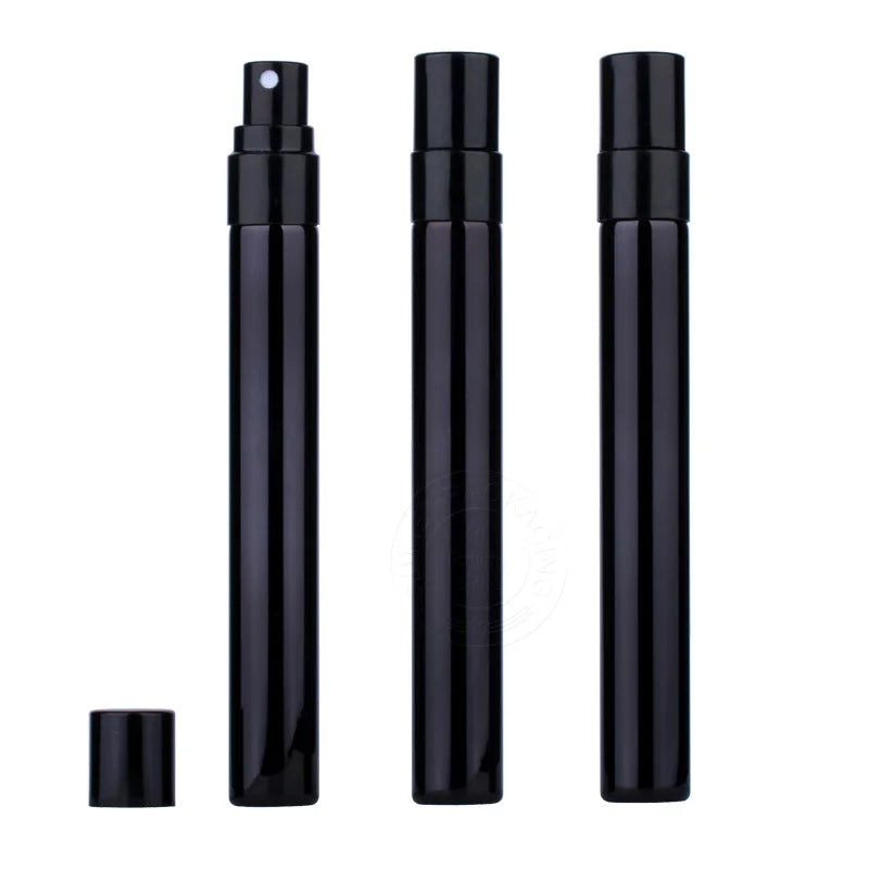 Povei 10ml Electroplated Black Glass Perfume Atomizer Portable Travel Vials