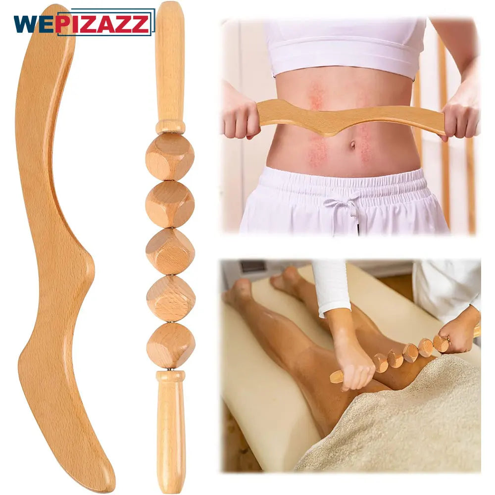 Povei Wood Therapy Cellulite Massager Roller - Professional Body Contouring Tool