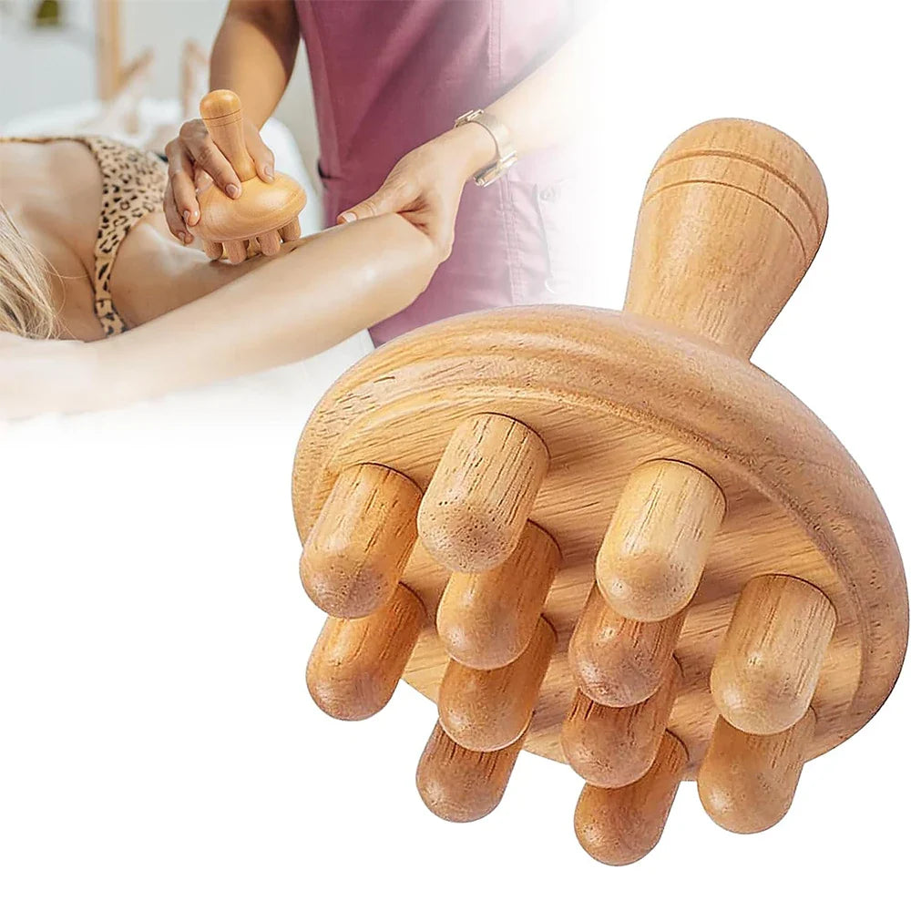 Povei Handheld Wood Massage Cup Swedish Wood Therapy Trigger Point Release