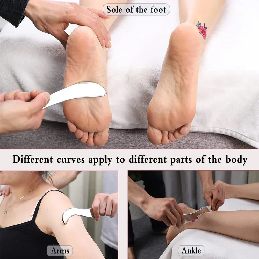 Povei Stainless Steel Guasha Massage Tool for Soft Tissue Therapy