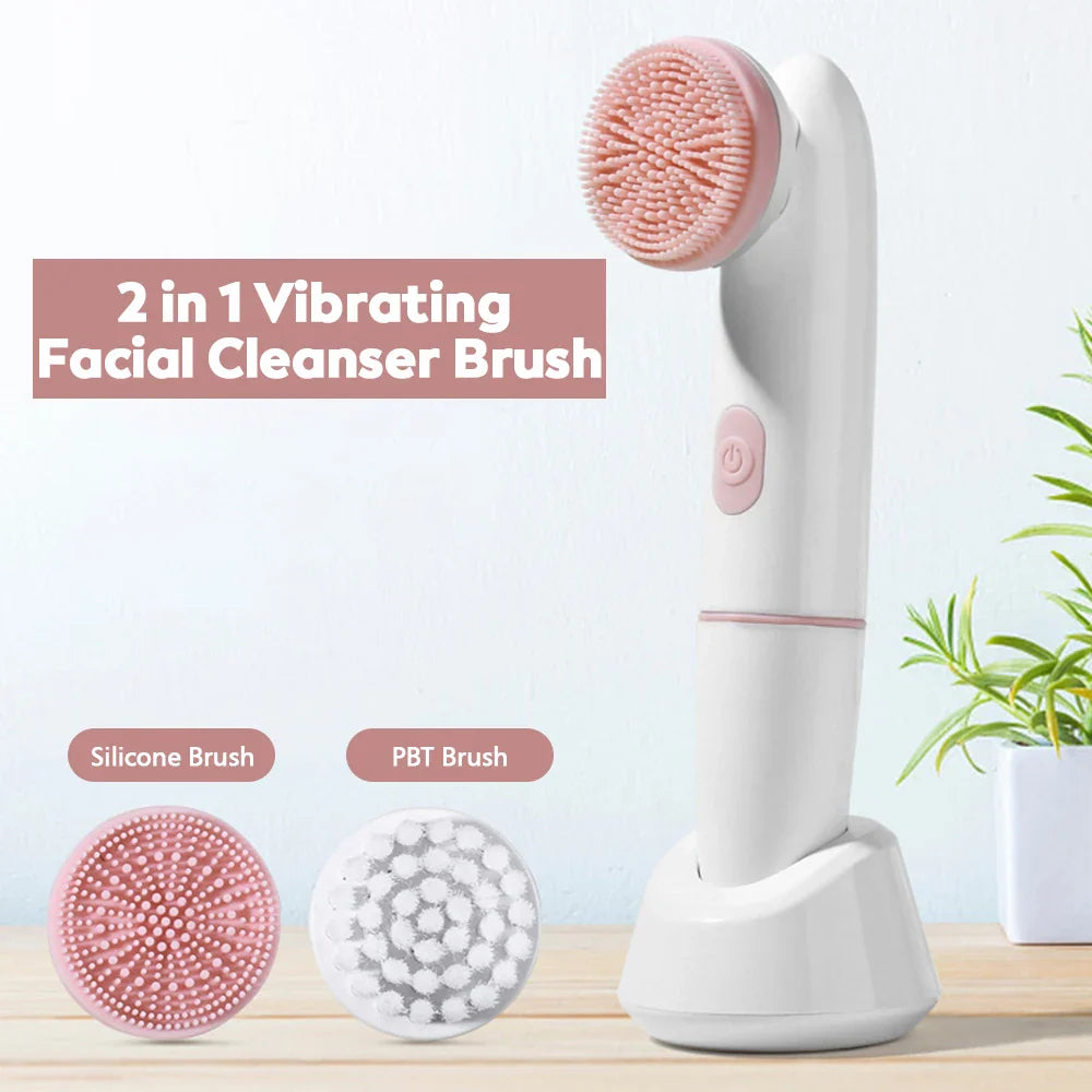 Povei Dual Speed Electric Face Cleanser: Waterproof Vibrating Facial Brush