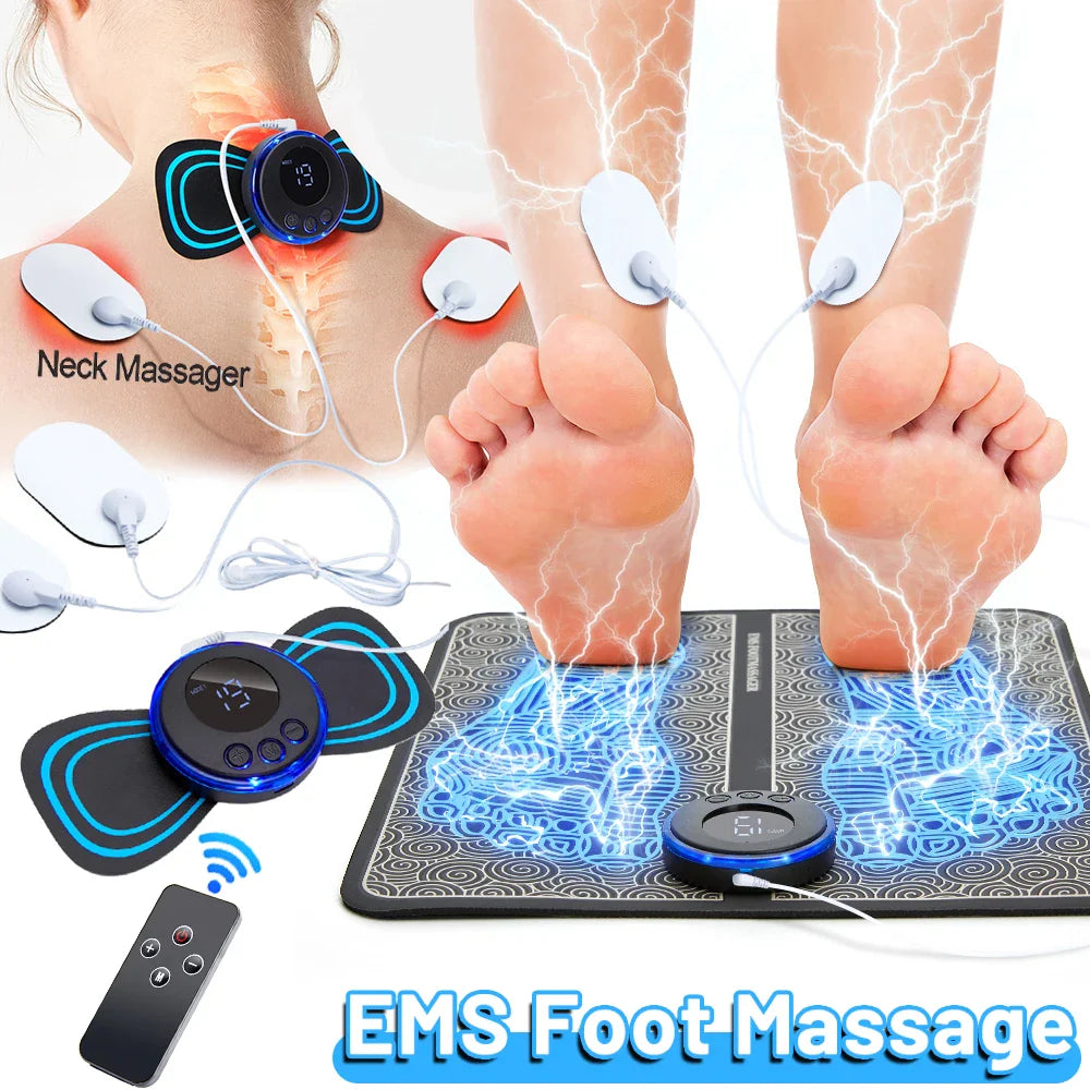 Povei Electric Foot Massager Pad Pulse Acupuncture Pain Relief Device