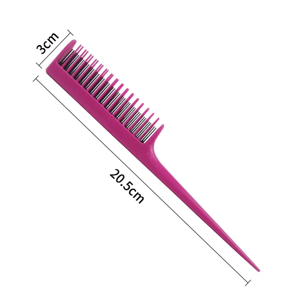 Povei 3-Row Teasing Detangling Hair Comb Brush - Salon Hairdressing Tool