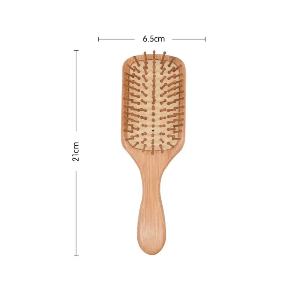 Povei Bamboo Hair Comb: Professional Paddle Brush for Healthy Scalp and Hair