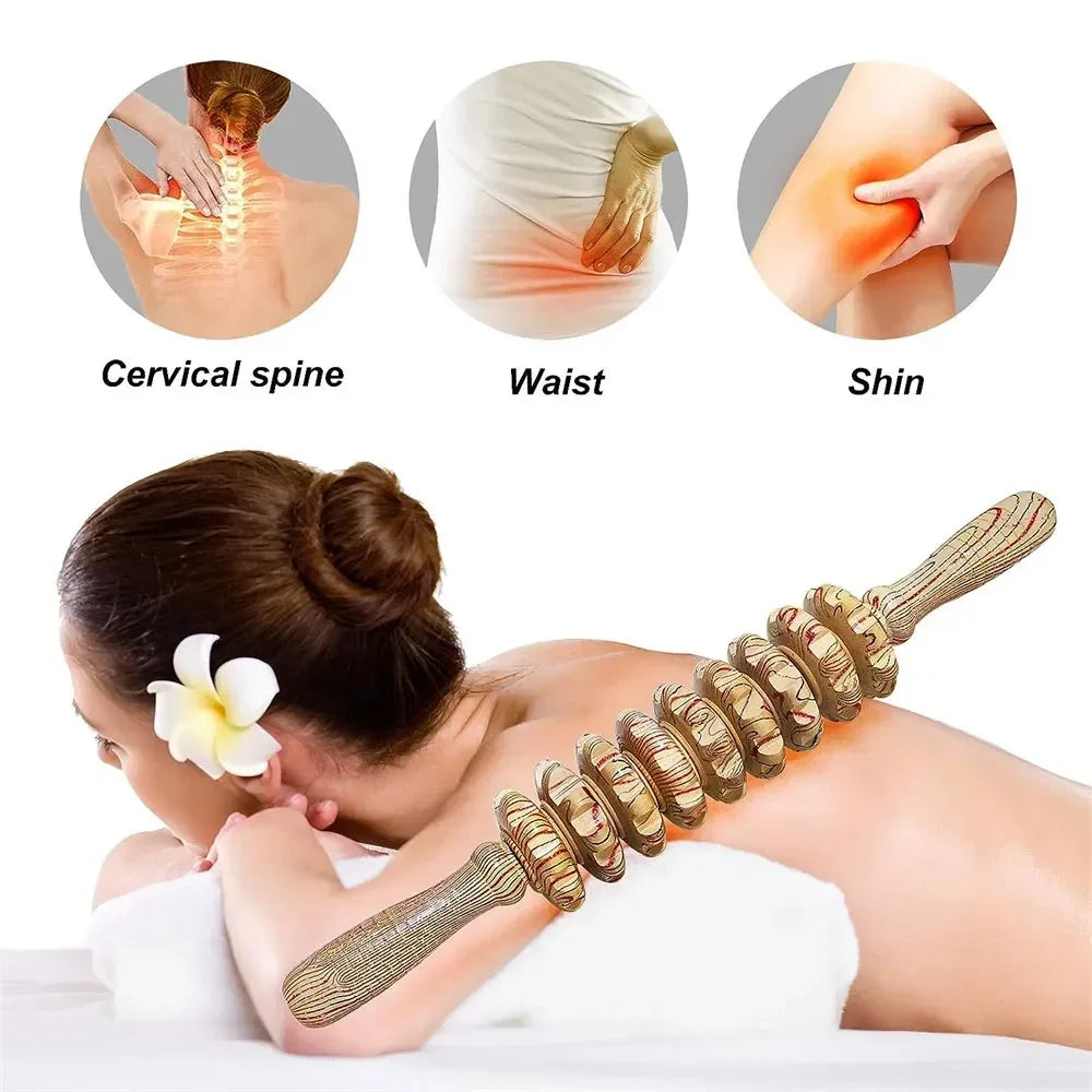 Povei Wood Therapy Massage Roller for Body Shaping and Cellulite Reduction