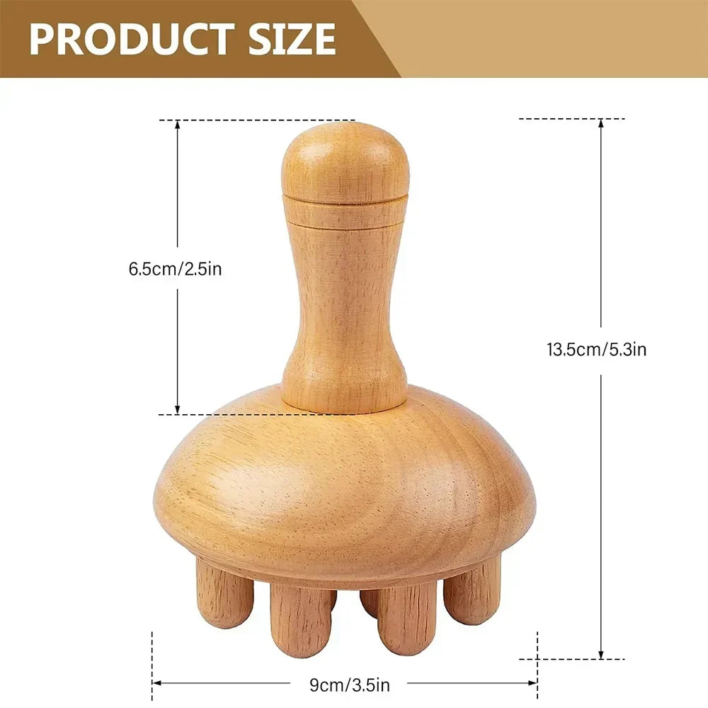 Povei Wooden Mushroom Massager: Muscle Tension Relief & Relaxation for Full Body Massage