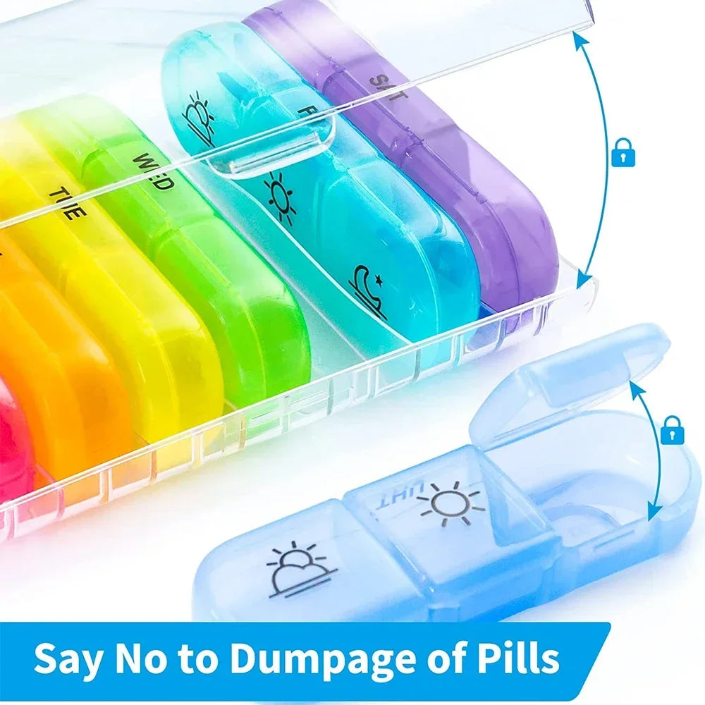 Povei Pill Organizer 3 Times Daily, Weekly Case, Supplement Holder, Vitamin Box