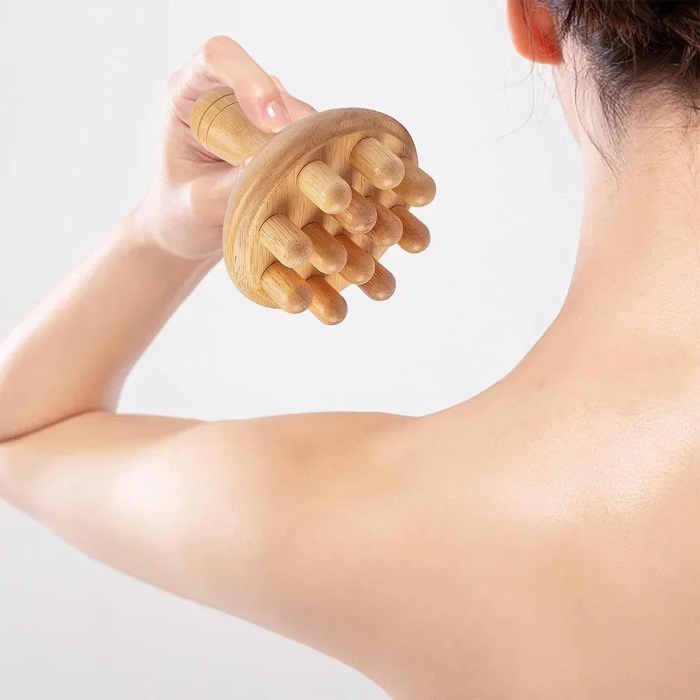 Povei Wooden Mushroom Massager: Muscle Tension Relief & Relaxation for Full Body Massage