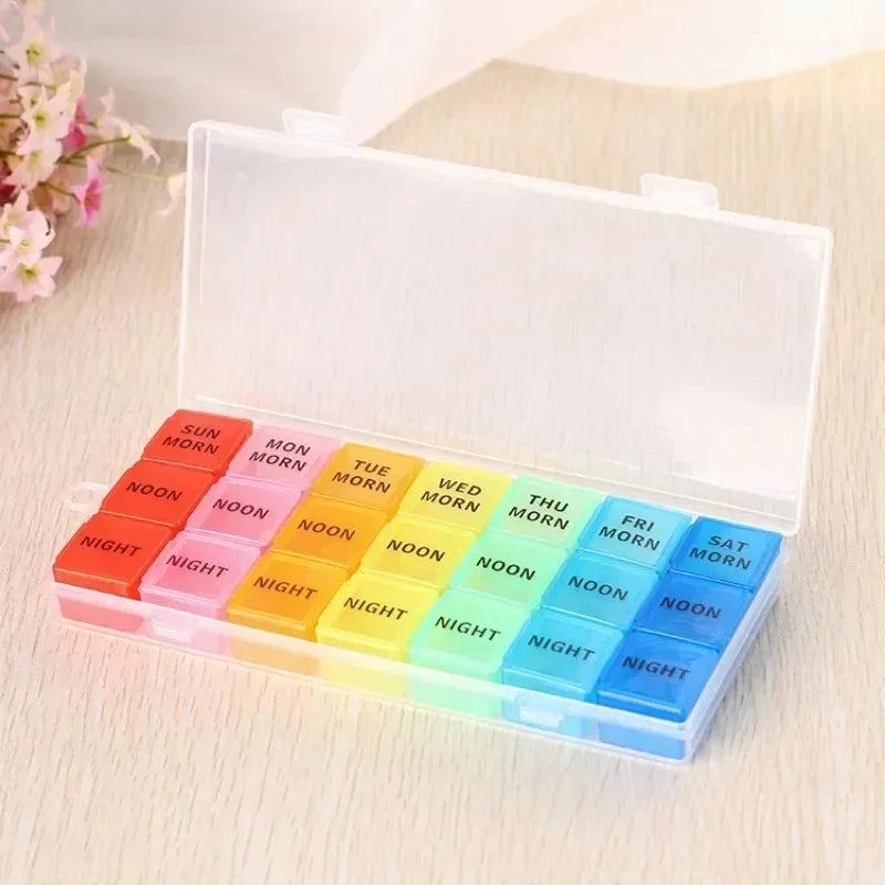 Povei Weekly Pill Organizer 7 Day Medicine Storage Box