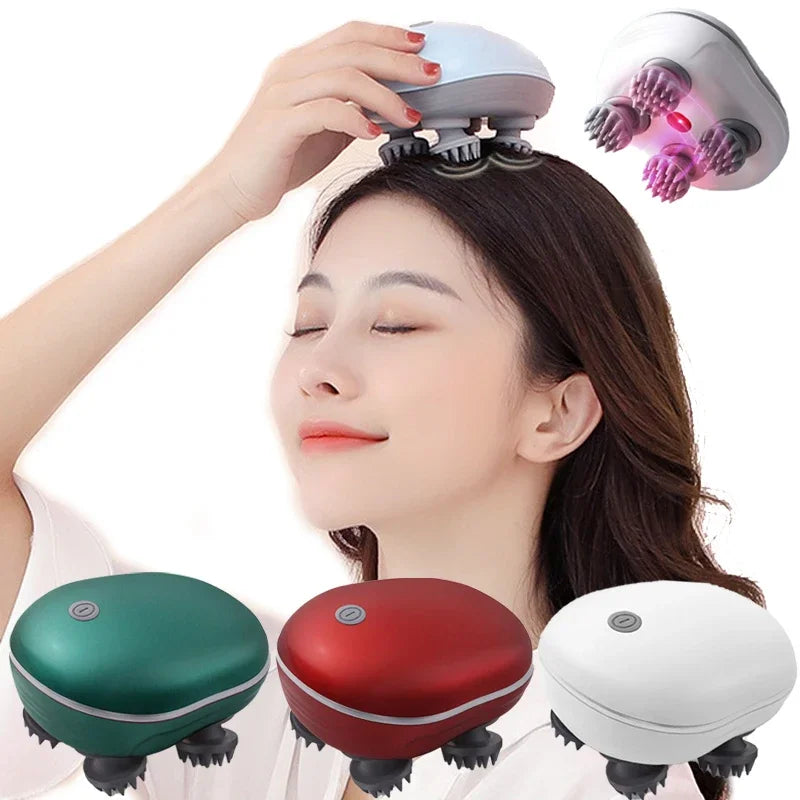 Povei Electric Scalp Massager Red Light Therapy Head Relaxation Massage Tool.