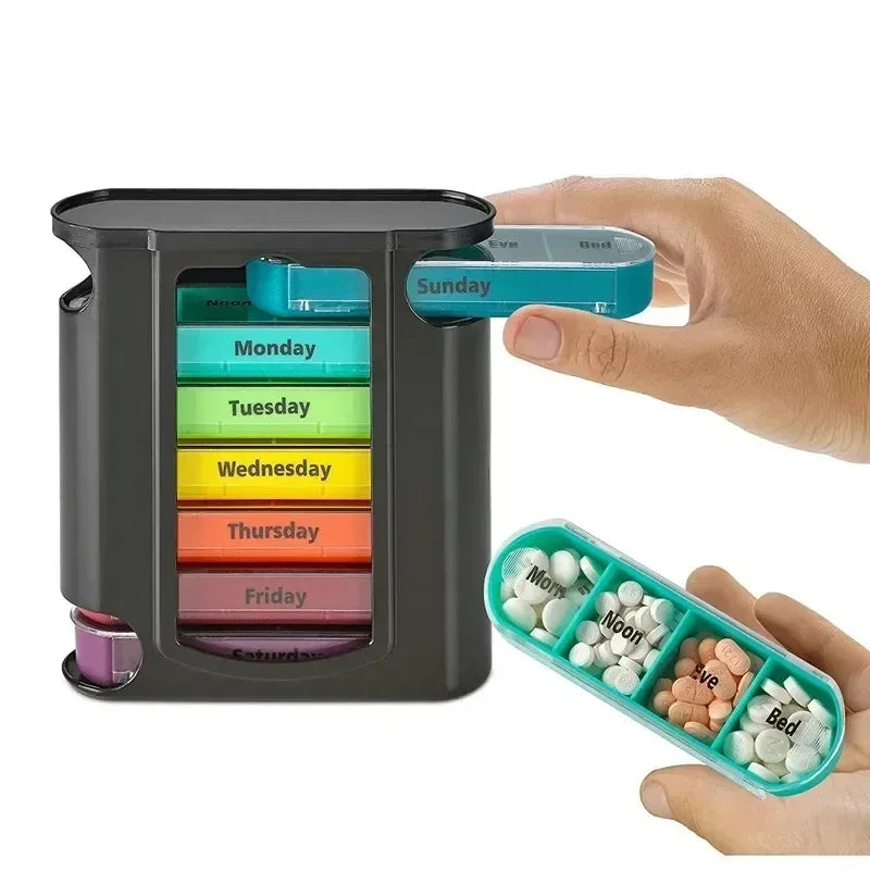 Povei 28 Grids Weekly Pill Case Medicine Organizer