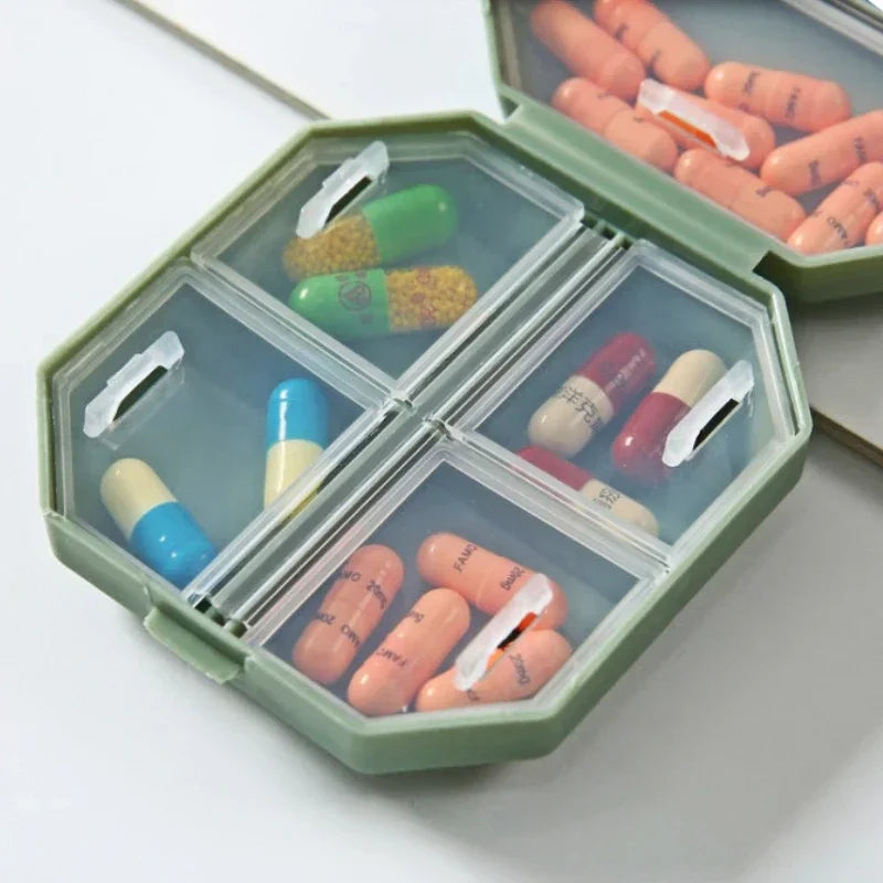 Povei Portable Pill Organizer Dispenser 6 Grid Nordic Style Medical Kit