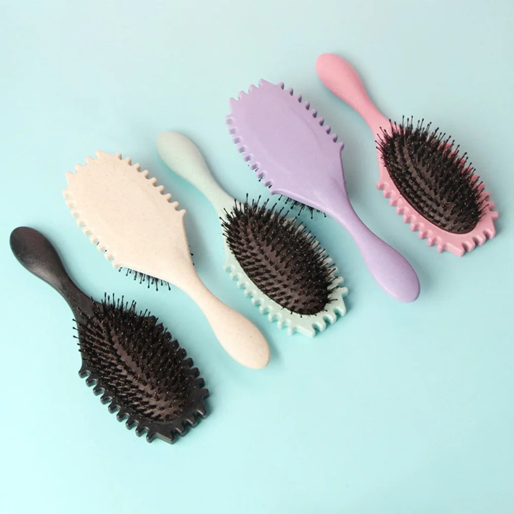 Povei Curls Define Brush Boar Bristle Comb for Wet Curly Hair Women